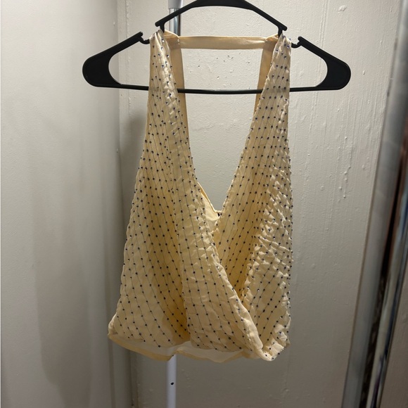 BKE Cream and Blue Dotted Tank Top - Picture 5 of 10
